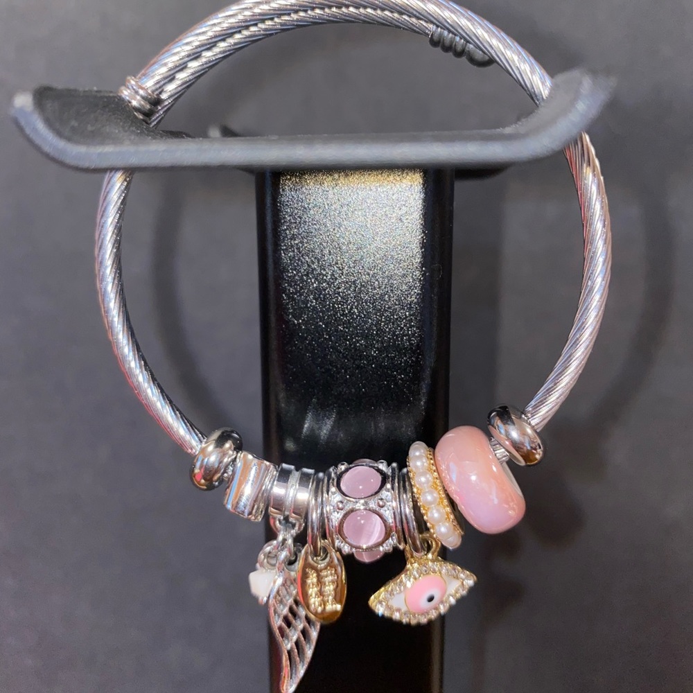 SILVER ADJUSTABLE EVIL EYE 🧿 CHARM BRACELET